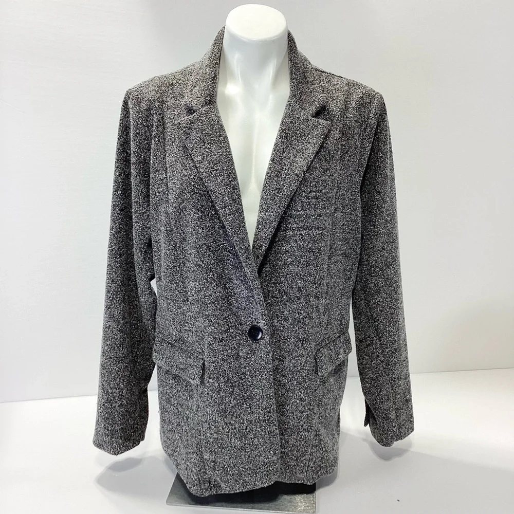 Torrid Charcoal Gray Blazer Size 1X One Button Jacket Casual Classic Office - Picture 2 of 12